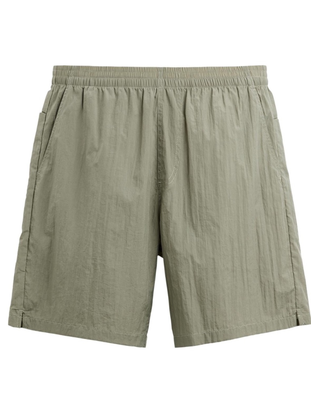 Zara Men's Olive Green Elastic-Waist Swim Trunks